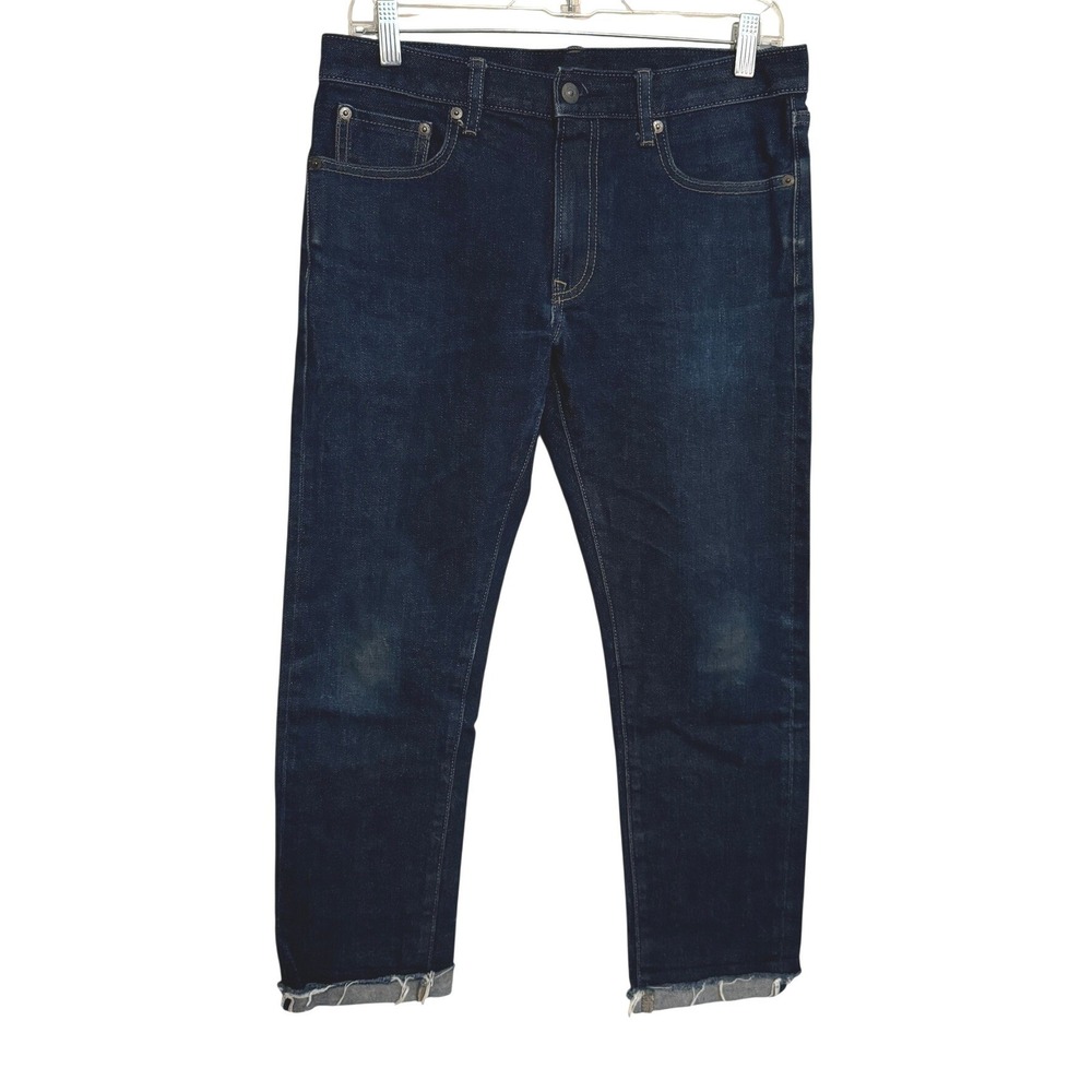 Uniqlo Selvedge Jeans Mens 31 Selvedge Denim Blue Slim Straight Raw Hem Low Rise